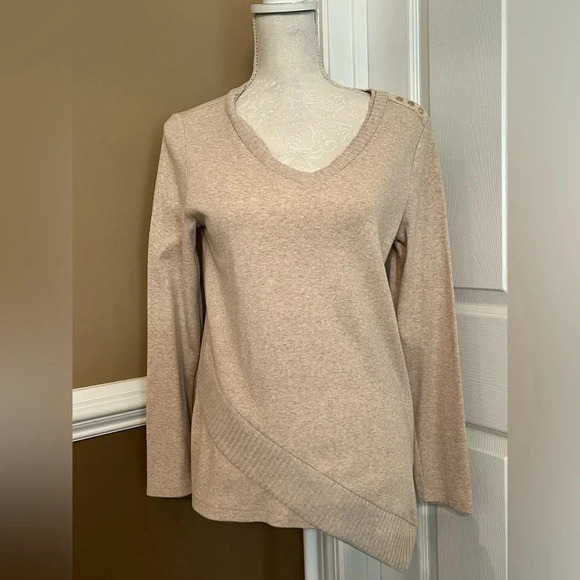 Rafaella Tan Asymmetrical Sweater Women’s Size Small Petite‎ - Picture 4 of 11